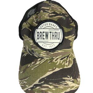 Brew Thru Outer Banks Baseball Hat NC Beach Mesh Snapback Camo Trucker Cap Hat